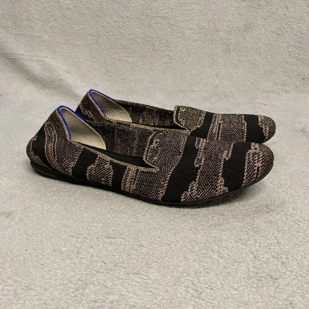 Rothys The Loafer Womens 10 Gold Shimmer Knit Slip On Retired Color